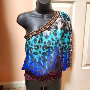 2b bebe One Shoulder Animal Print Top NWOT